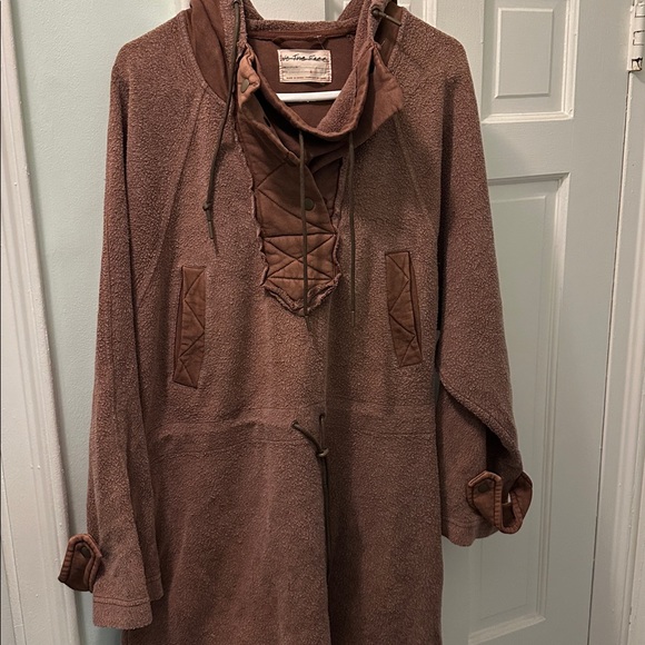 We The Free by Free People New Sadie Surplus Tunic Fleece Jacket Brown S Fits XL - Picture 11 of 16